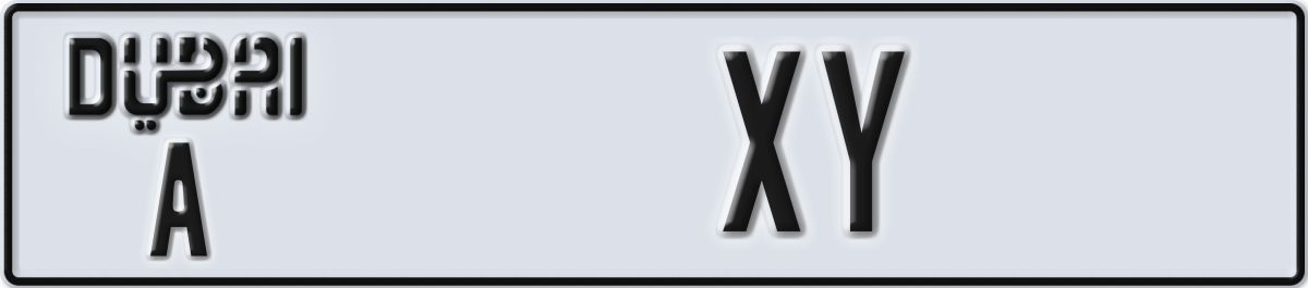 dubai License Plate Number XY Code A