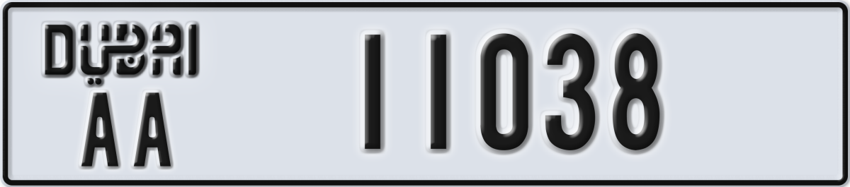 dubai License Plate Number 11038 Code AA