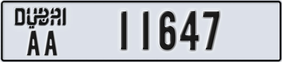 dubai License Plate Number 11647 Code AA