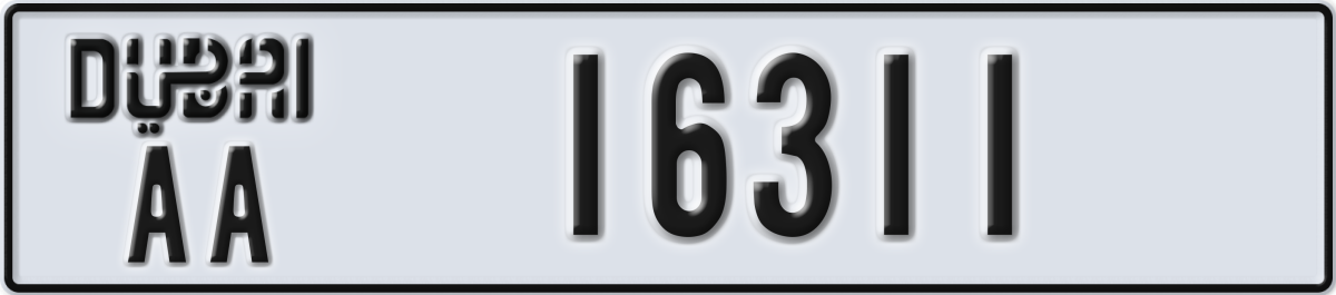 dubai License Plate Number 16311 Code AA