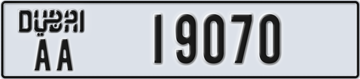 dubai License Plate Number 19070 Code AA
