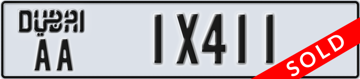 dubai License Plate Number 1X411 Code AA