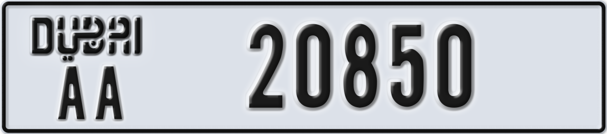 dubai License Plate Number 20850 Code AA