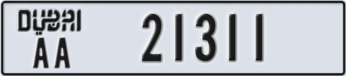 dubai License Plate Number 21311 Code AA