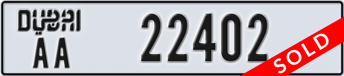 dubai License Plate Number 22402 Code AA