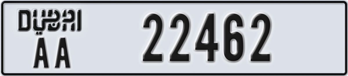 dubai License Plate Number 22462 Code AA