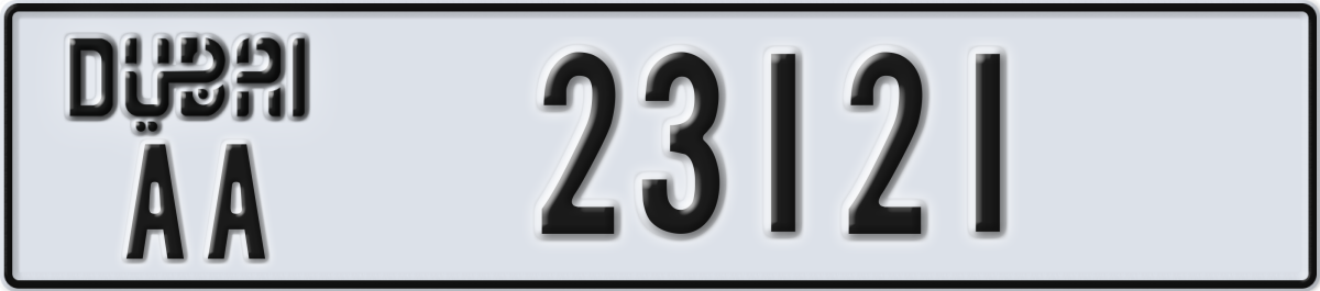 dubai License Plate Number 23121 Code AA