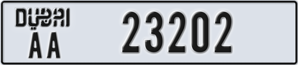 dubai License Plate Number 23202 Code AA