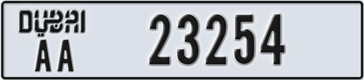 dubai License Plate Number 23254 Code AA