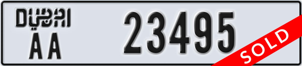 dubai License Plate Number 23495 Code AA