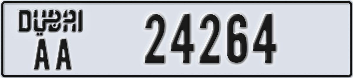 dubai License Plate Number 24264 Code AA