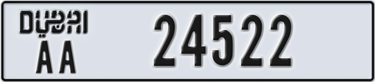 dubai License Plate Number 24522 Code AA