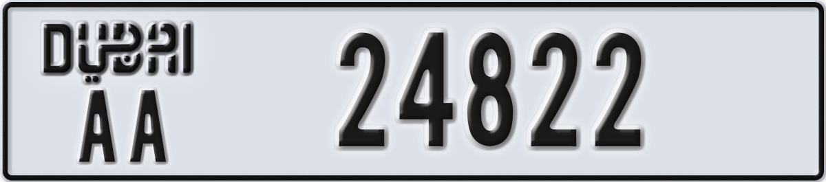 dubai License Plate Number 24822 Code AA