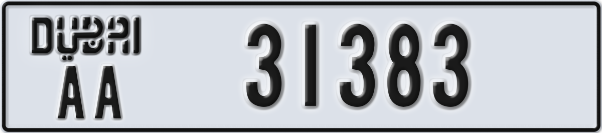 dubai License Plate Number 31383 Code AA