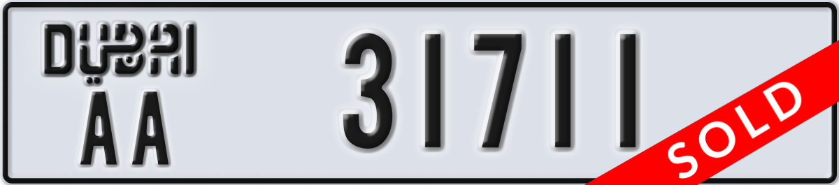 dubai License Plate Number 31711 Code AA