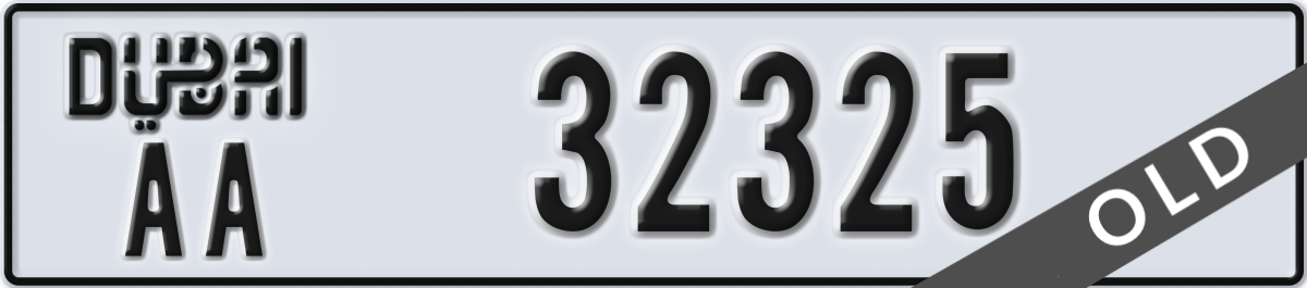 dubai License Plate Number 32325 Code AA