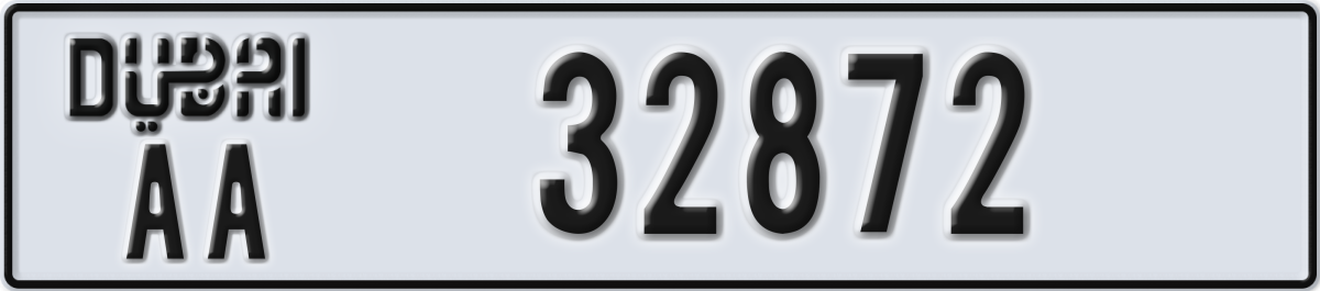 dubai License Plate Number 32872 Code AA