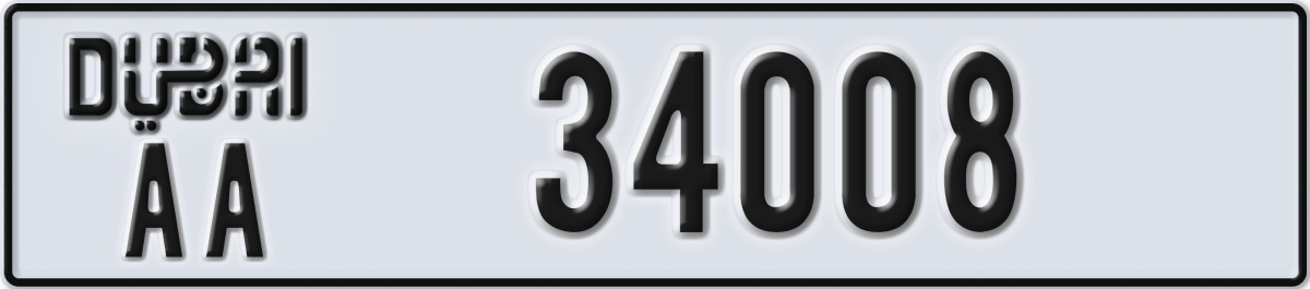 dubai License Plate Number 34008 Code AA