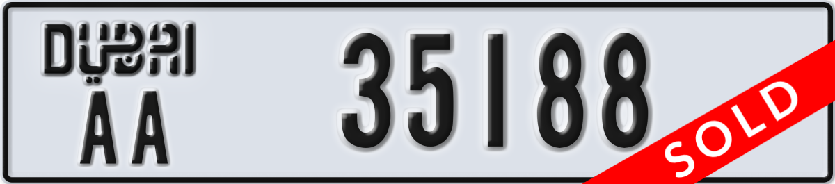 dubai License Plate Number 35188 Code AA
