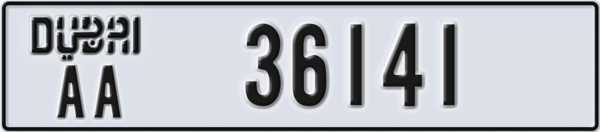 dubai License Plate Number 36141 Code AA