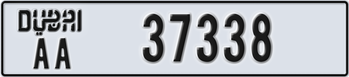 dubai License Plate Number 37338 Code AA