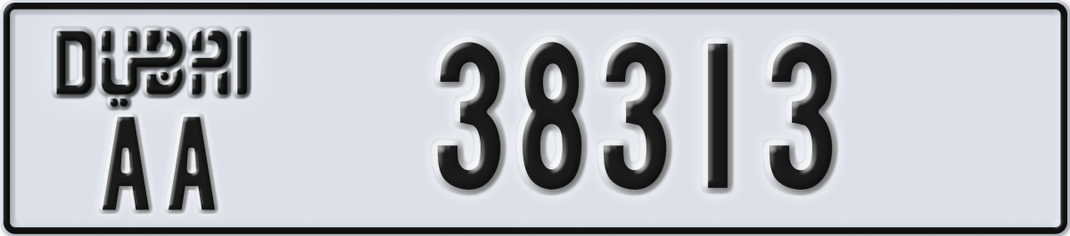 dubai License Plate Number 38313 Code AA