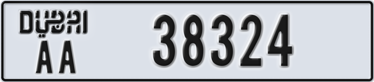 dubai License Plate Number 38324 Code AA