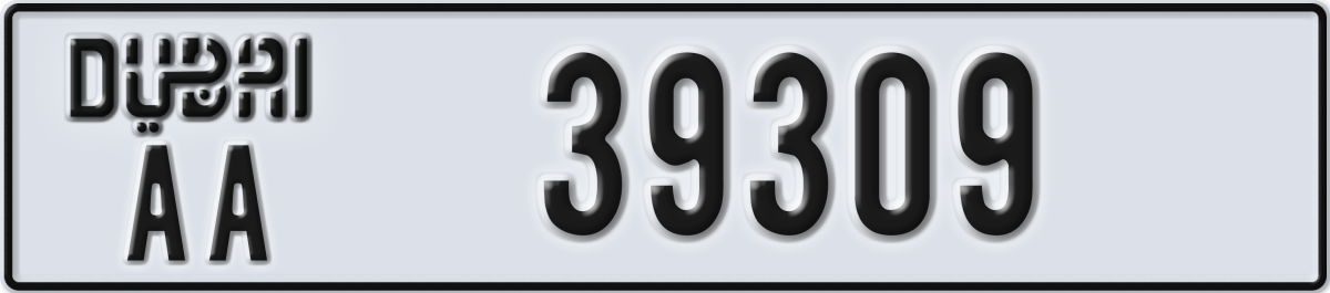 dubai License Plate Number 39309 Code AA