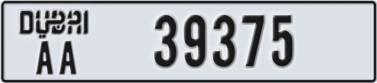 dubai License Plate Number 39375 Code AA