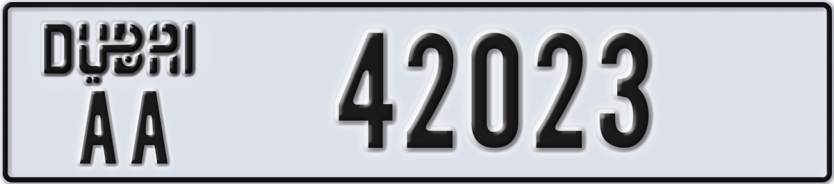 dubai License Plate Number 42023 Code AA