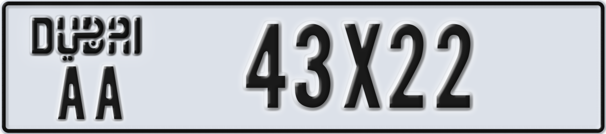 dubai License Plate Number 43X22 Code AA