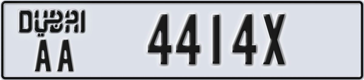dubai License Plate Number 4414X Code AA
