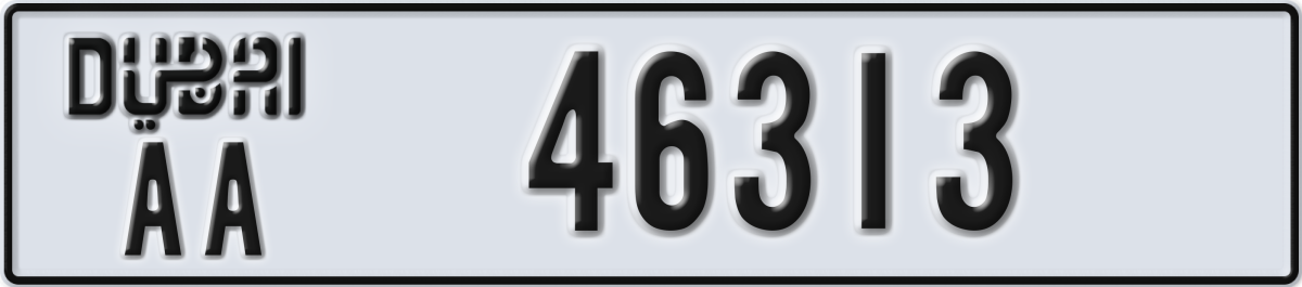 dubai License Plate Number 46313 Code AA