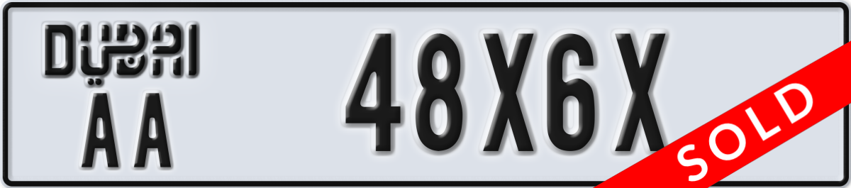 dubai License Plate Number 48X6X Code AA