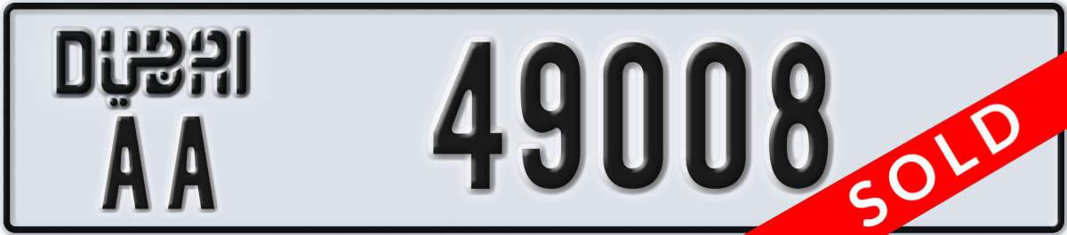 dubai License Plate Number 49008 Code AA