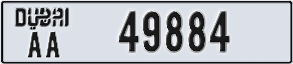dubai License Plate Number 49884 Code AA