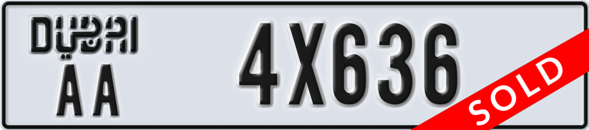 dubai License Plate Number 4X636 Code AA