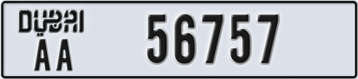 dubai License Plate Number 56757 Code AA