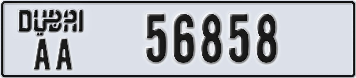 dubai License Plate Number 56858 Code AA