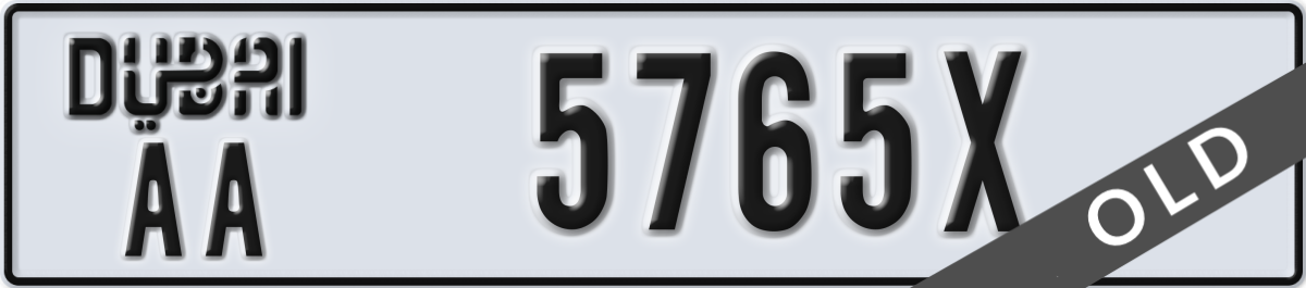 dubai License Plate Number 5765X Code AA