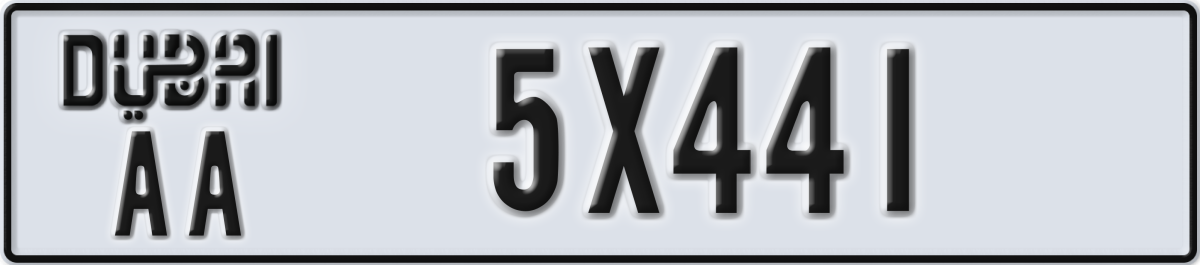 dubai License Plate Number 5X441 Code AA