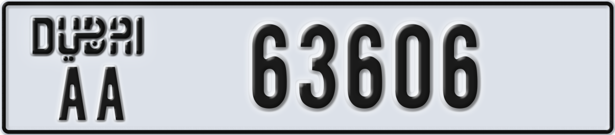 dubai License Plate Number 63606 Code AA