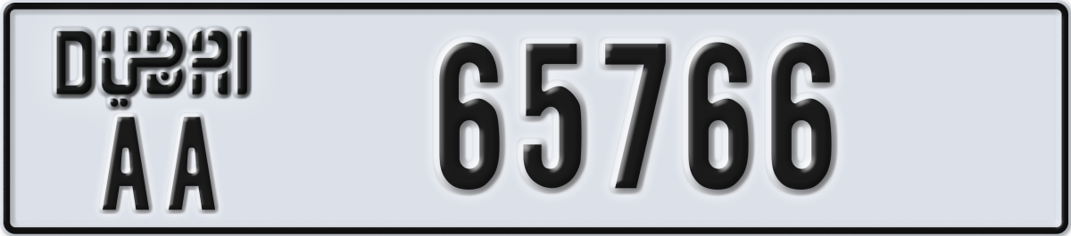 dubai License Plate Number 65766 Code AA