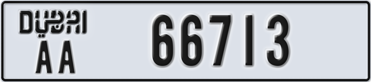 dubai License Plate Number 66713 Code AA