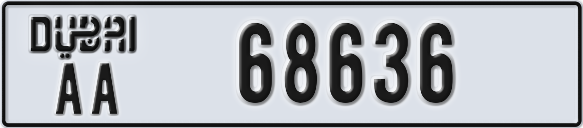 dubai License Plate Number 68636 Code AA