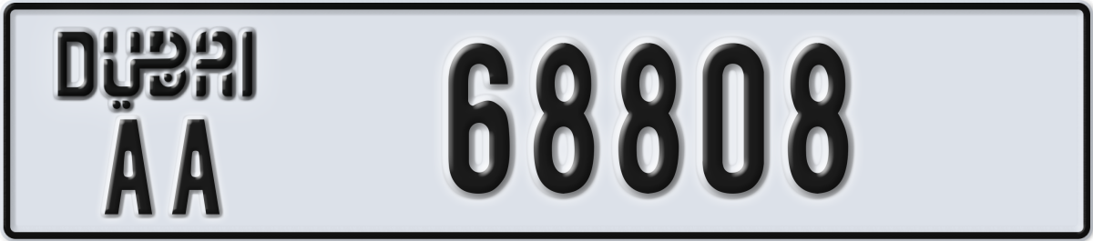 dubai License Plate Number 68808 Code AA