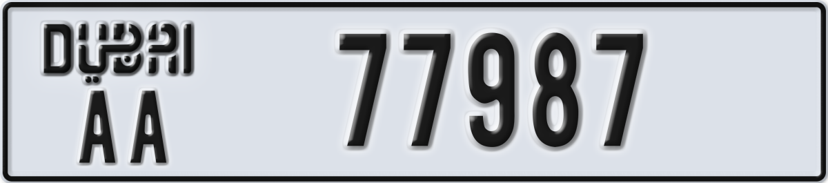 dubai License Plate Number 77987 Code AA