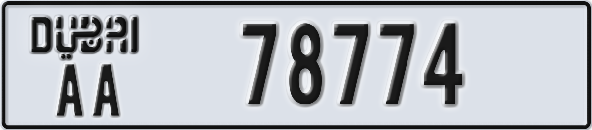 dubai License Plate Number 78774 Code AA