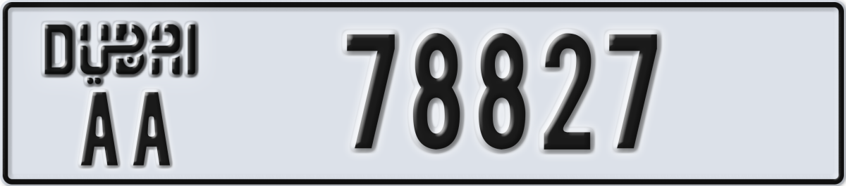 dubai License Plate Number 78827 Code AA
