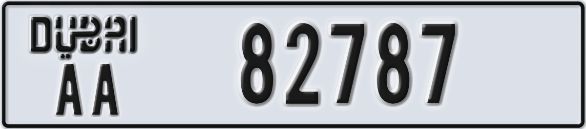 dubai License Plate Number 82787 Code AA